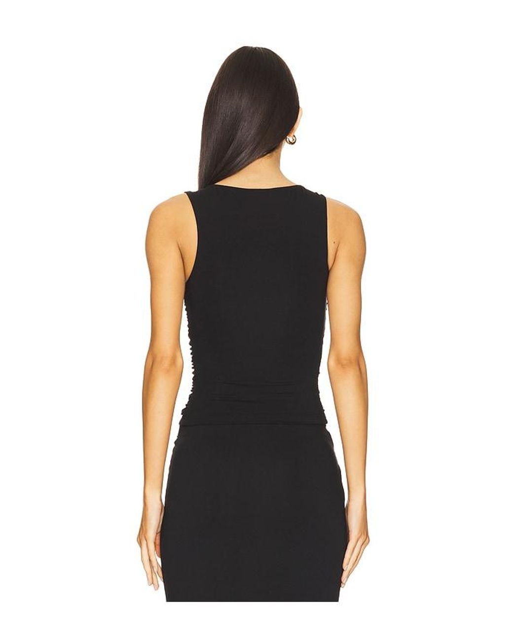 GOOD AMERICAN Black Ruched Tank Top