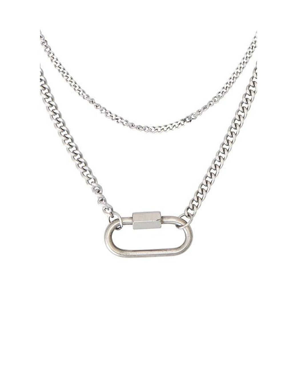 petit moments White Layered Carabiner Necklace