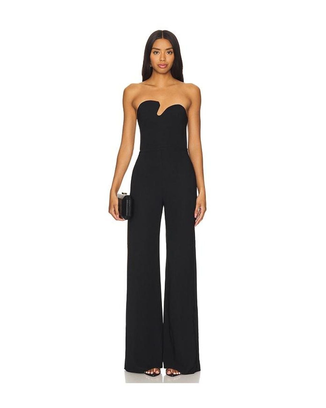 Amanda Uprichard Black Strapless Puzzle Jumpsuit