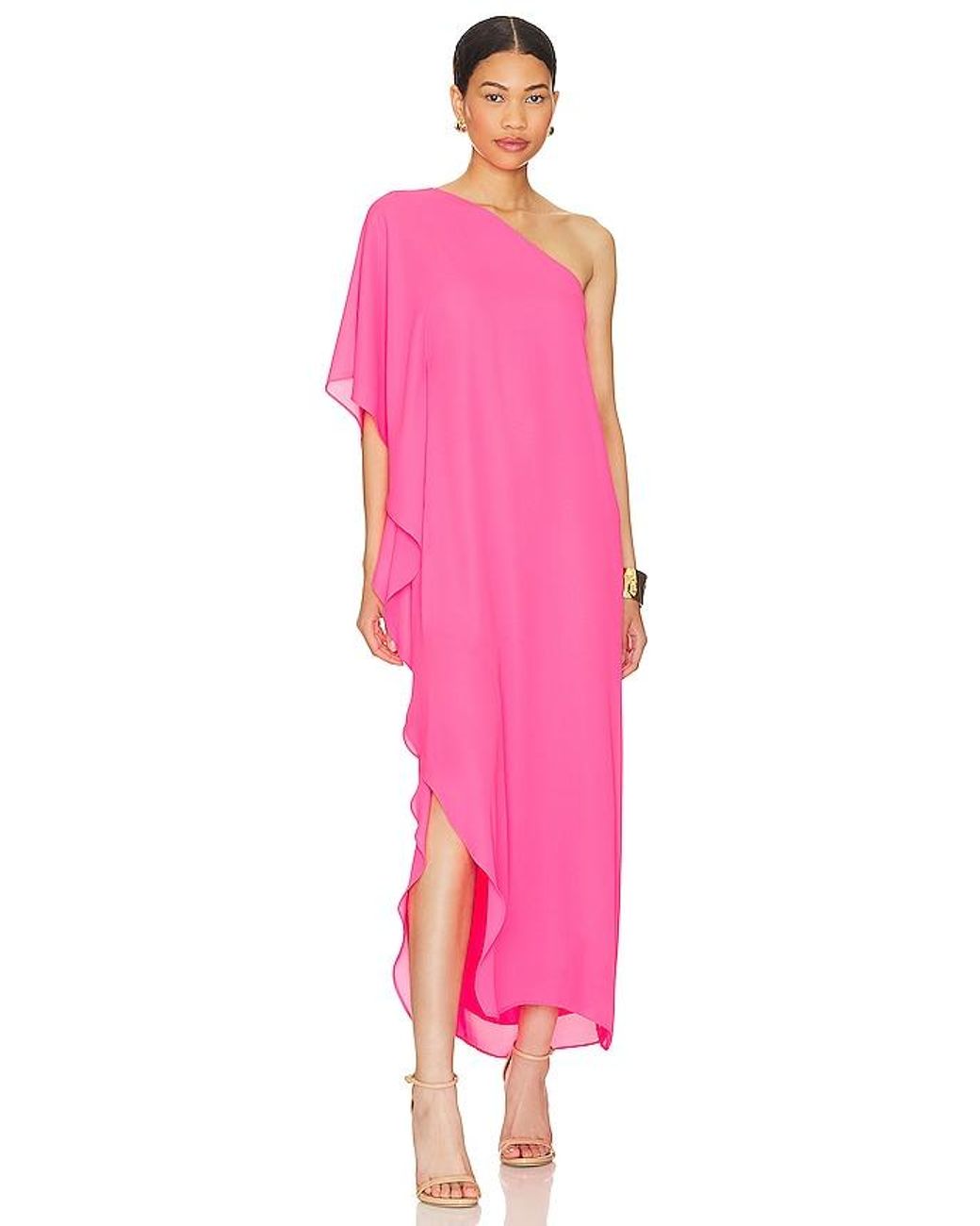 Krisa Draped One Shoulder Maxi Dress in Pink | Lyst
