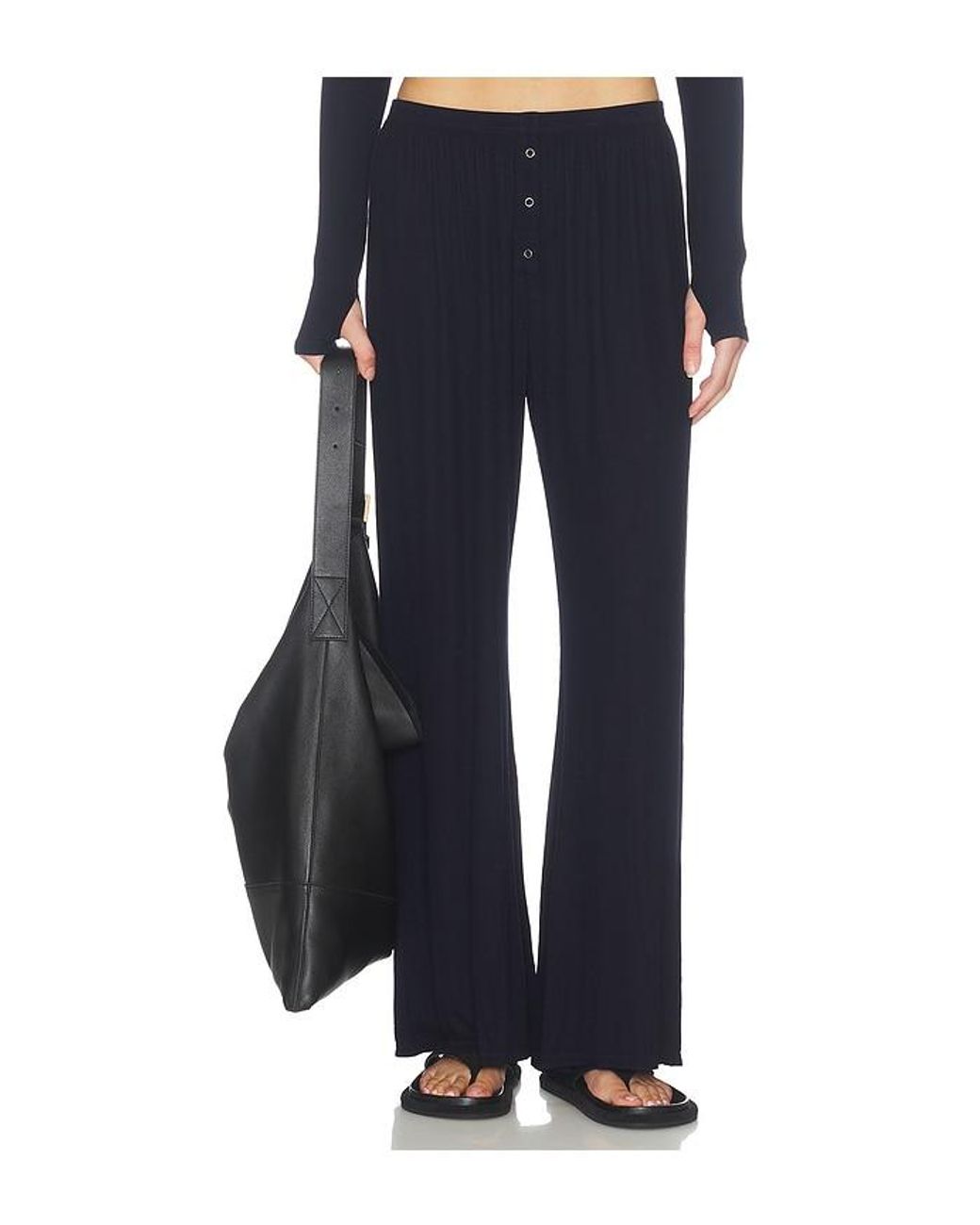 Michael Lauren Blue Laguna Wide Leg Pant With Snaps