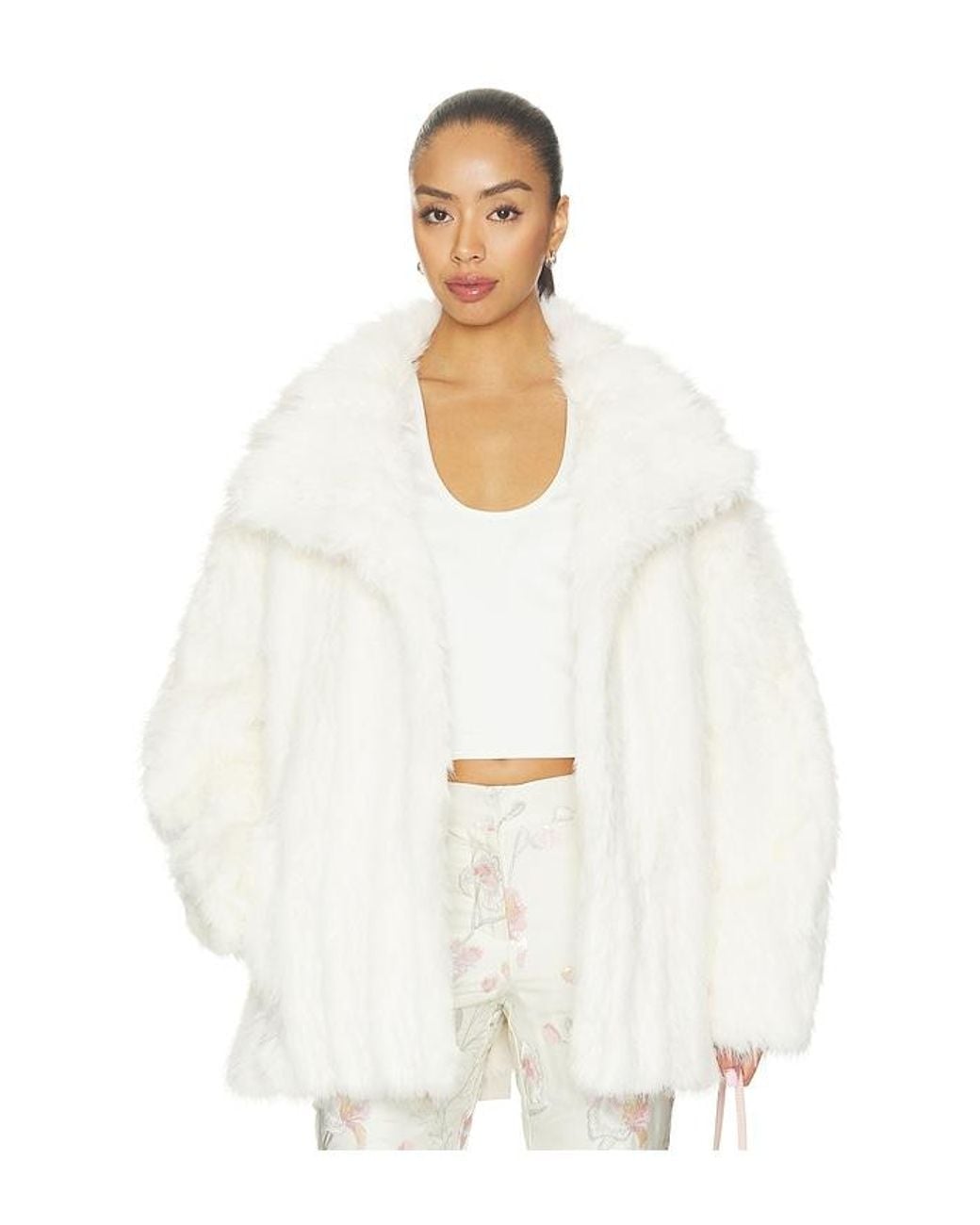 Source Unknown White Ilaria Eco Fur Coat