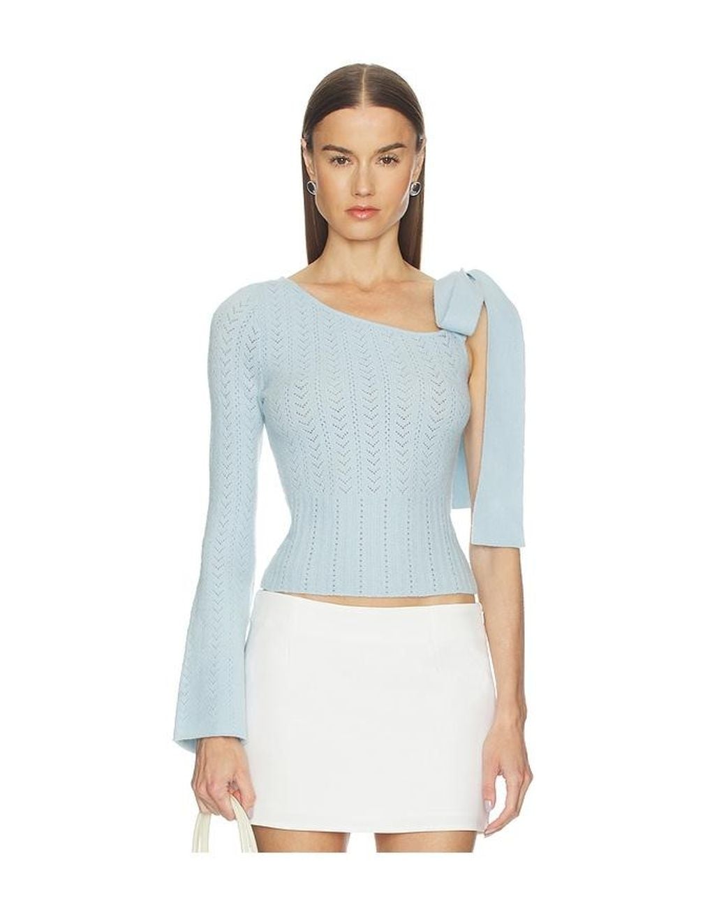 MAJORELLE Blue Belle Bow Tie Sweater