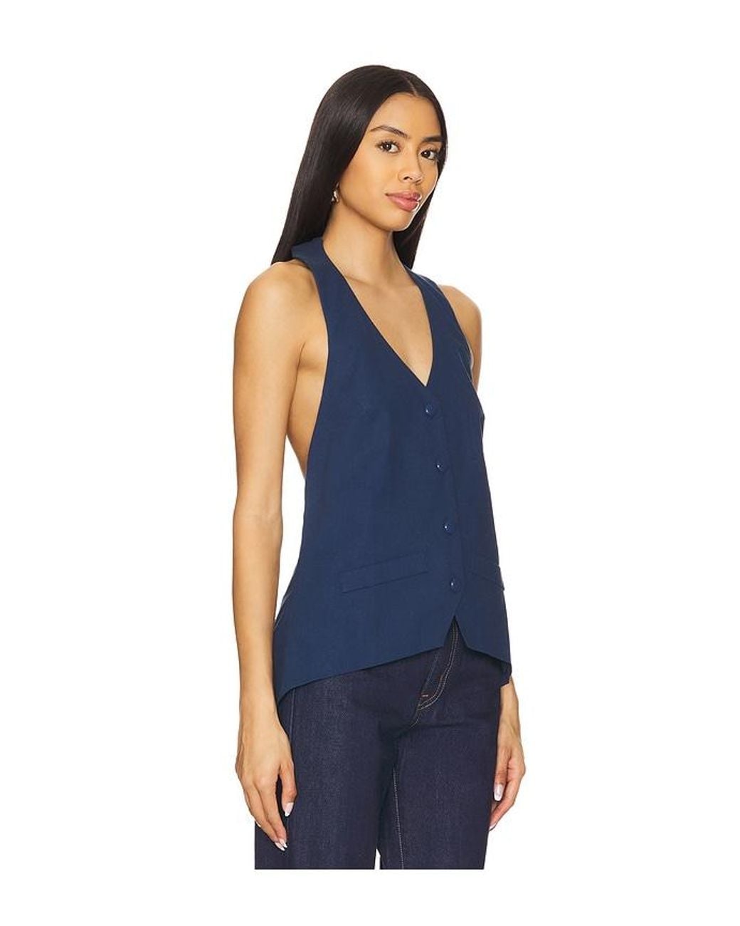 ALL THE WAYS Blue Rhae Open Back Vest