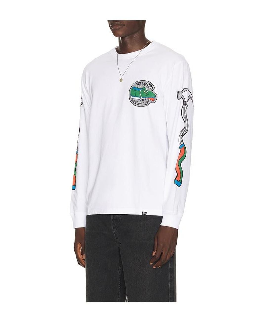 by Parra White Bike Hammer Long Sleeve T-Shirt for men