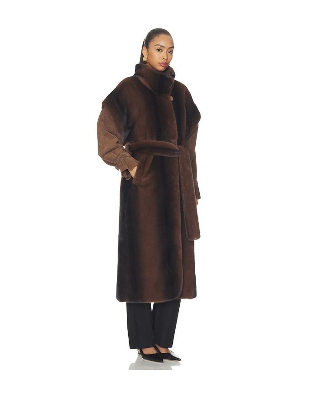 DUCIE Multicolor Harper Long Fur Coat