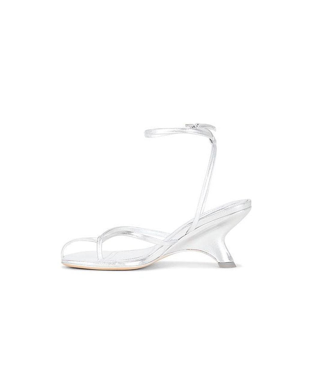Jonathan Simkhai White Kelsey Metallic Leather Strappy Wedge