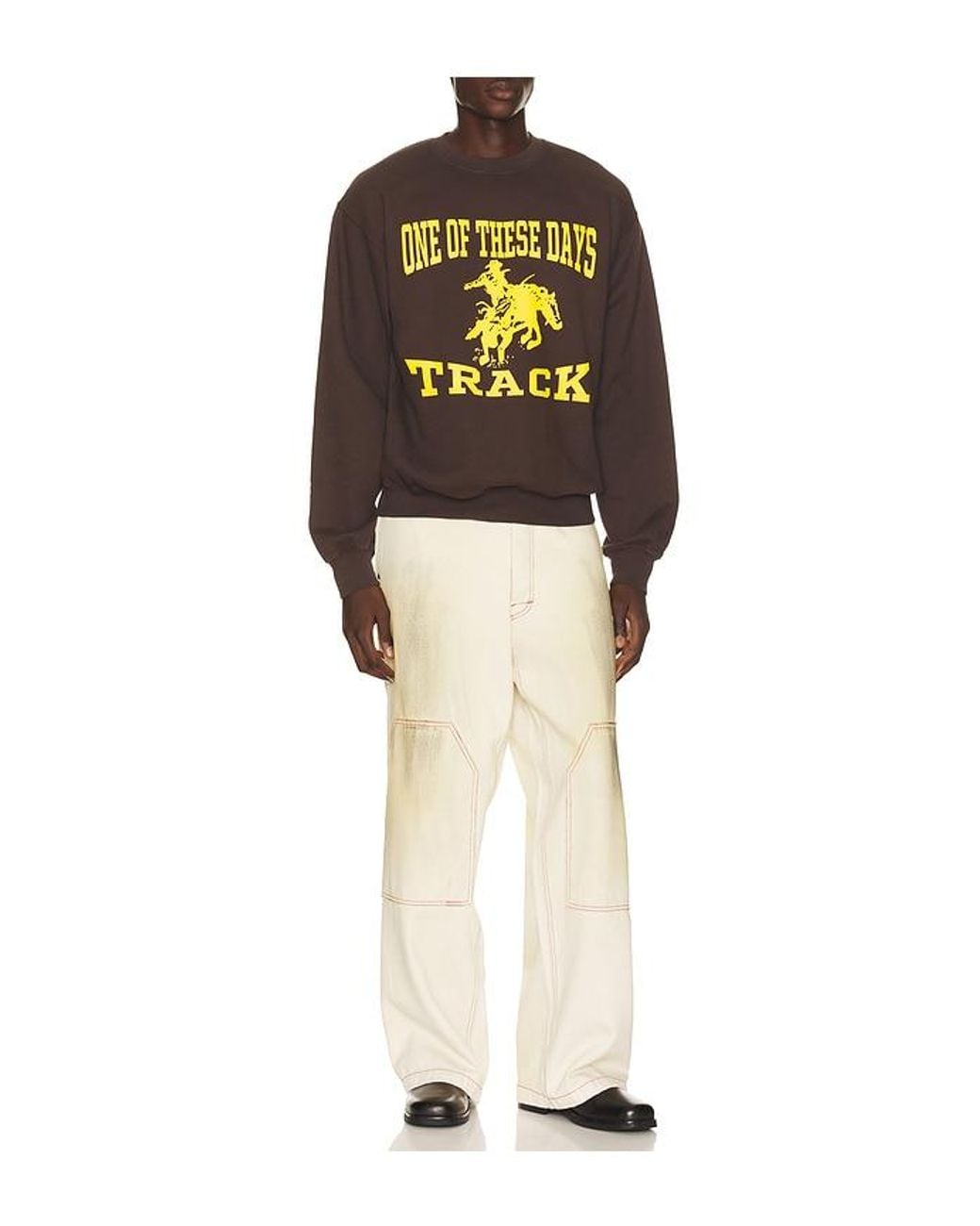 One Of These Days Brown Track And Field Crewneck for men