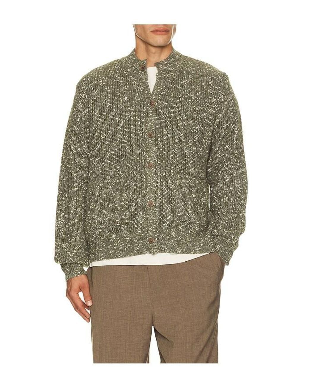 Far Afield Green Albers Ribbed Cardigan for men