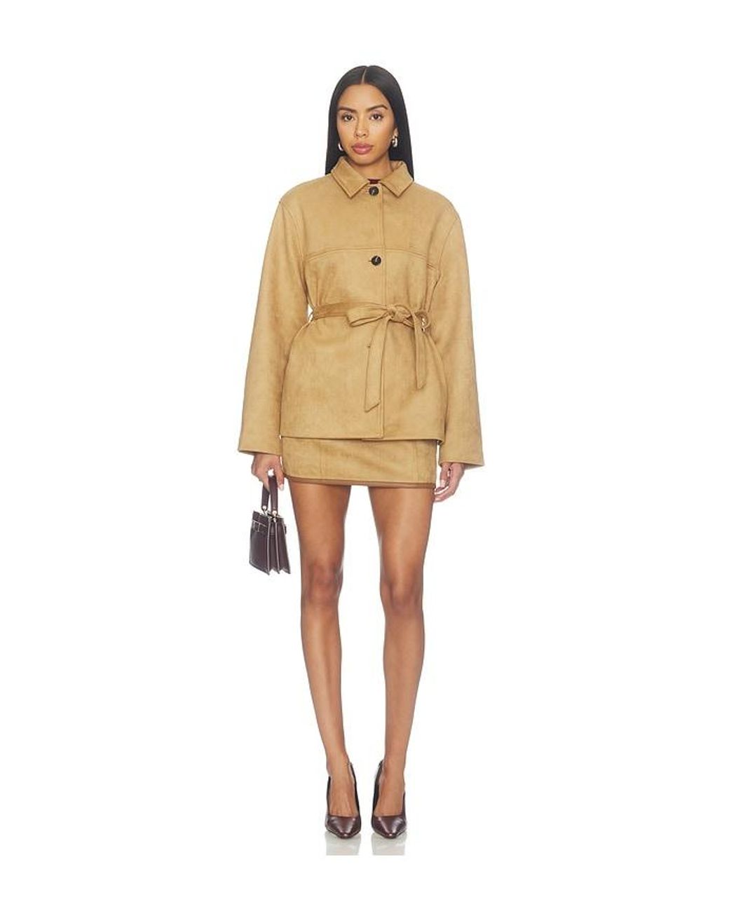 Elodie the Label Natural Terrain Faux Suede Mini Skirt