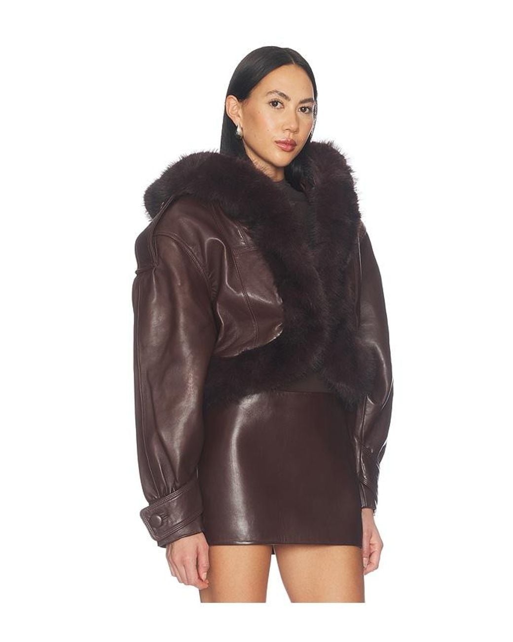 retroféte Brown Jia Leather Jacket