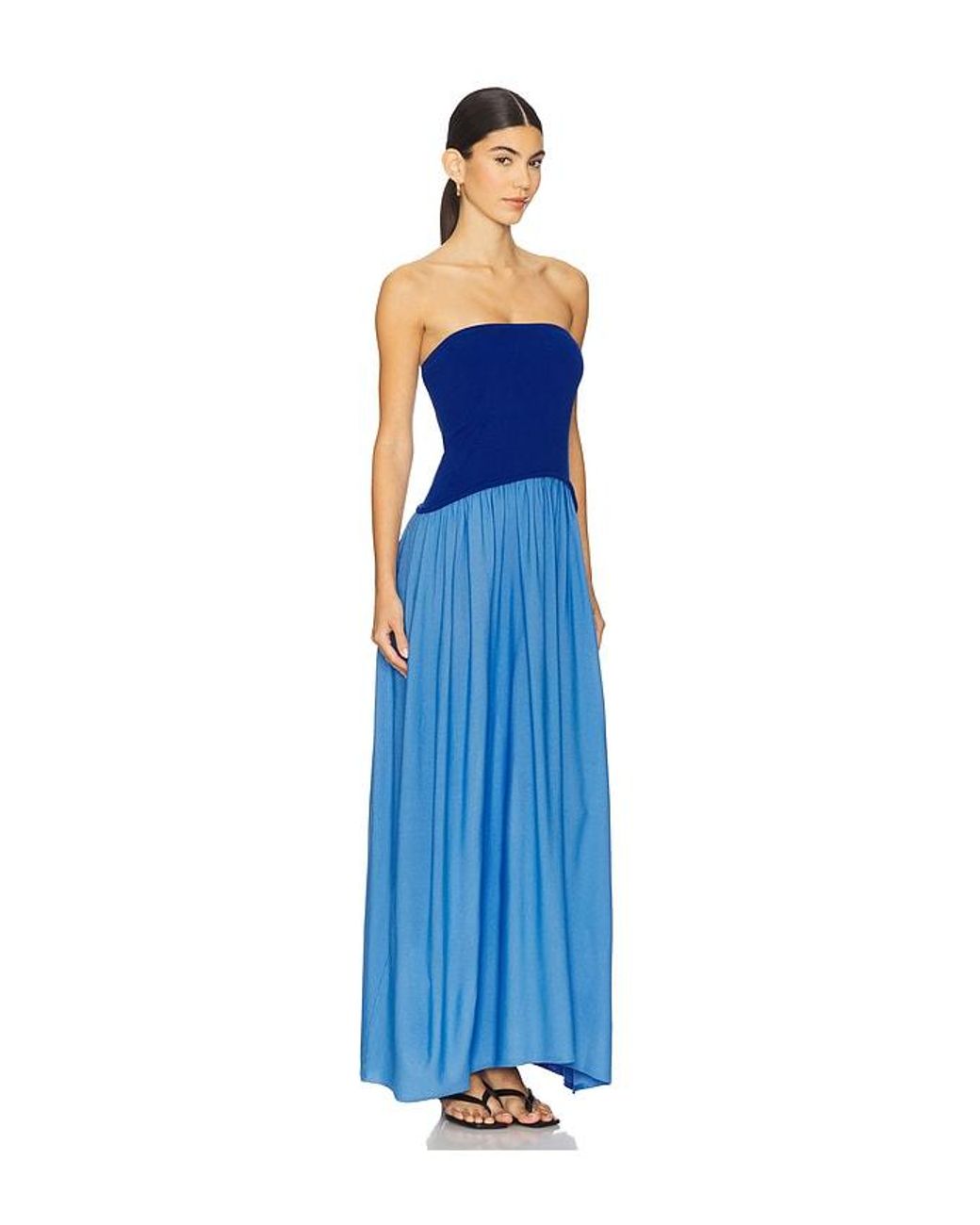 Solid & Striped Blue Strapless Soglio Dress