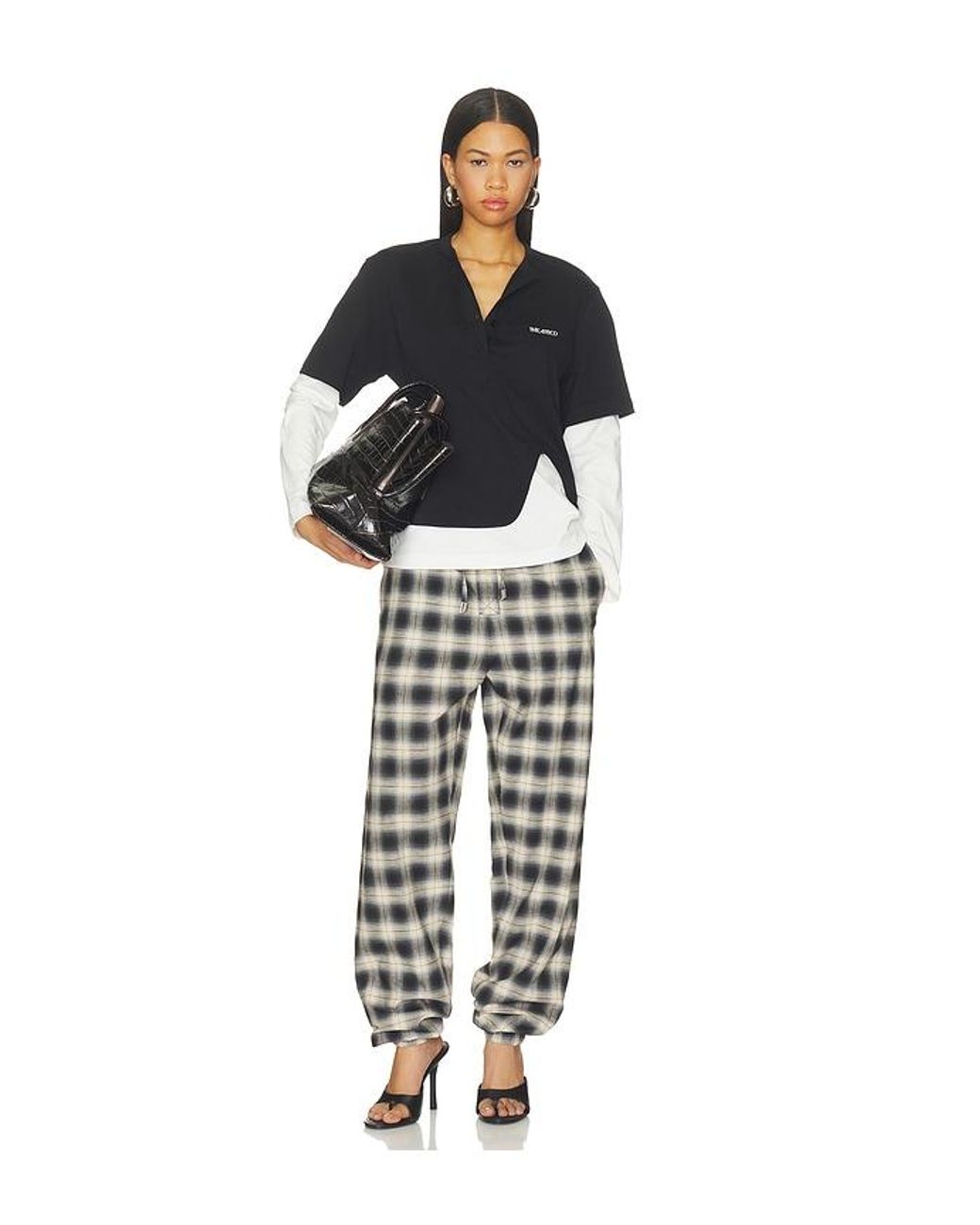 The Attico Black Long Check Pant