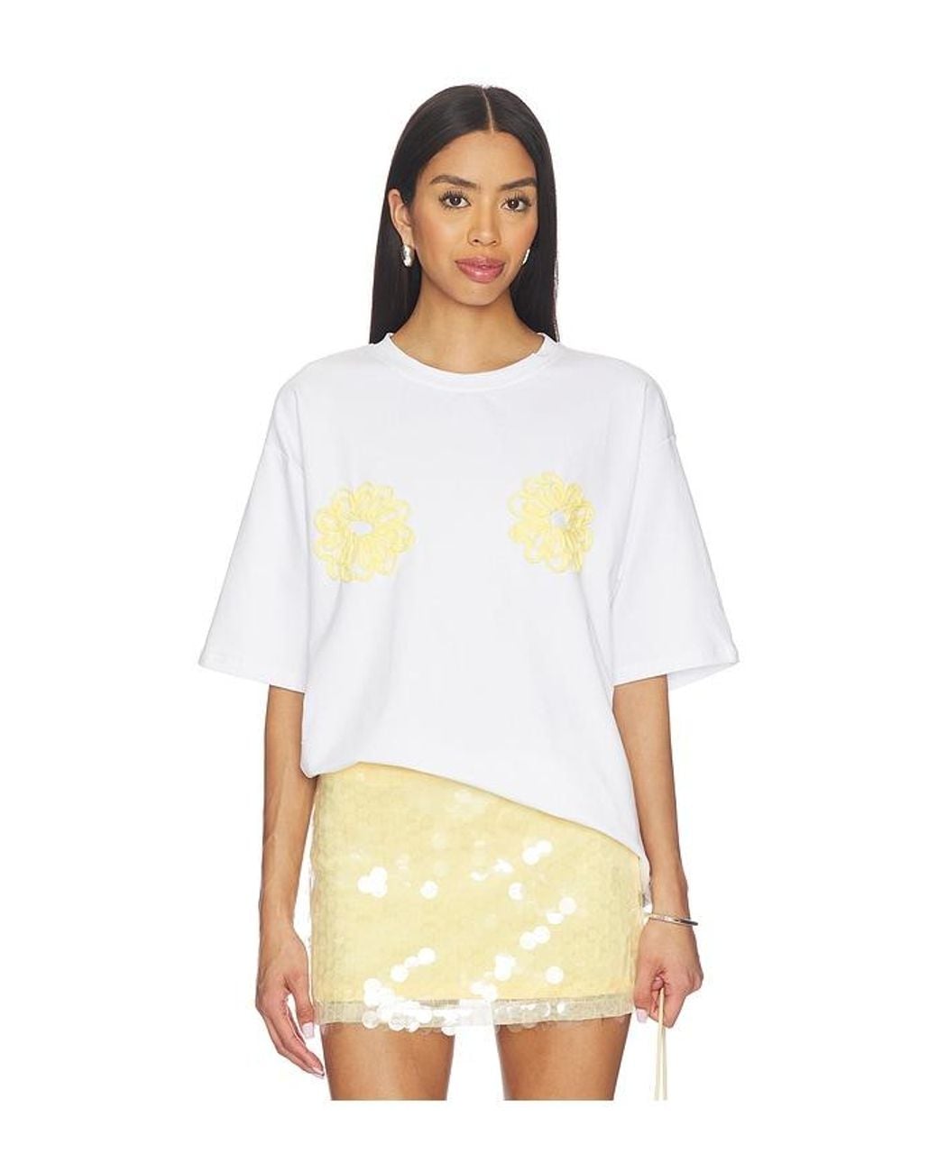 SNDY'S White Mai Tai Cord Floral Tee