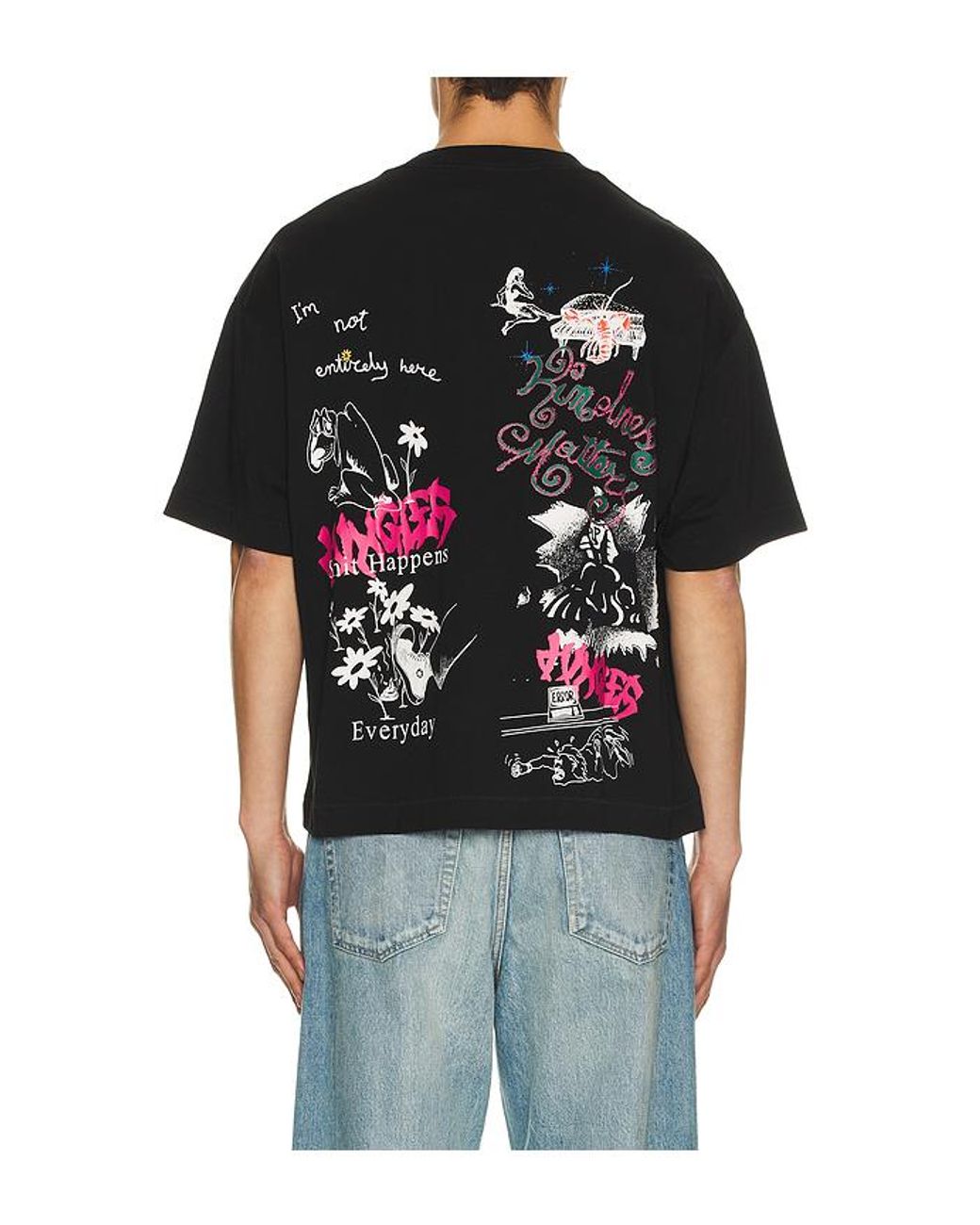JUNGLES Black Winter Test Print Tee for men