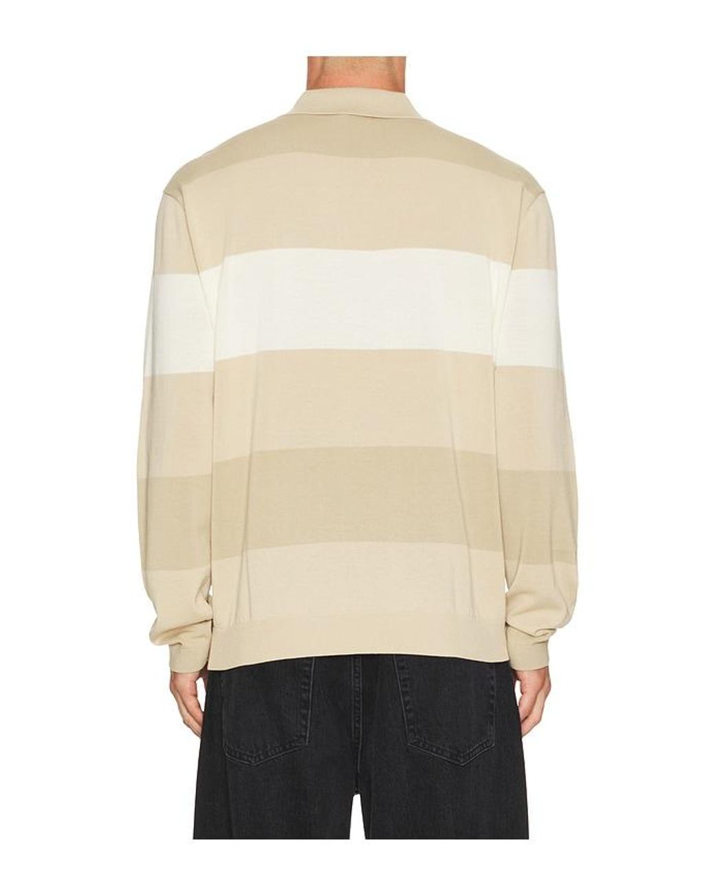 Khalhon Natural Coastal Stripe Knit Polo Jacket for men