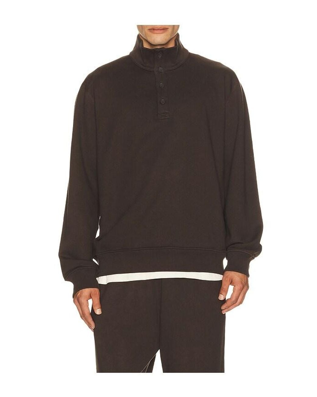 Reigning Champ Gray Midweight Terry Standard Button Mockneck for men