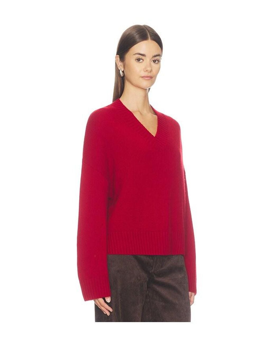 VIR VITA Red Filippa Cashmere V Neck Sweater