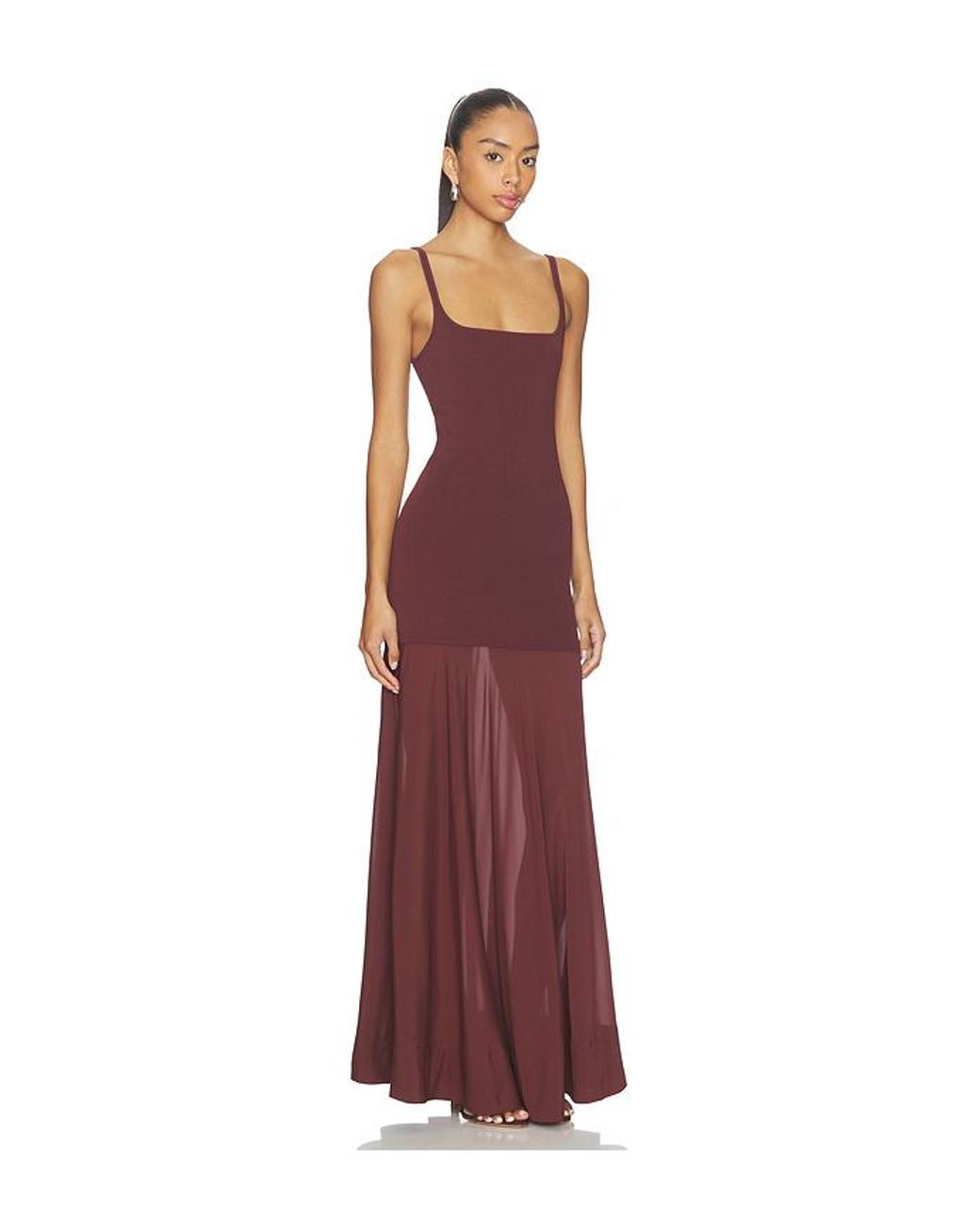 St. Agni Purple Sheer Silk Circle Hem Dress