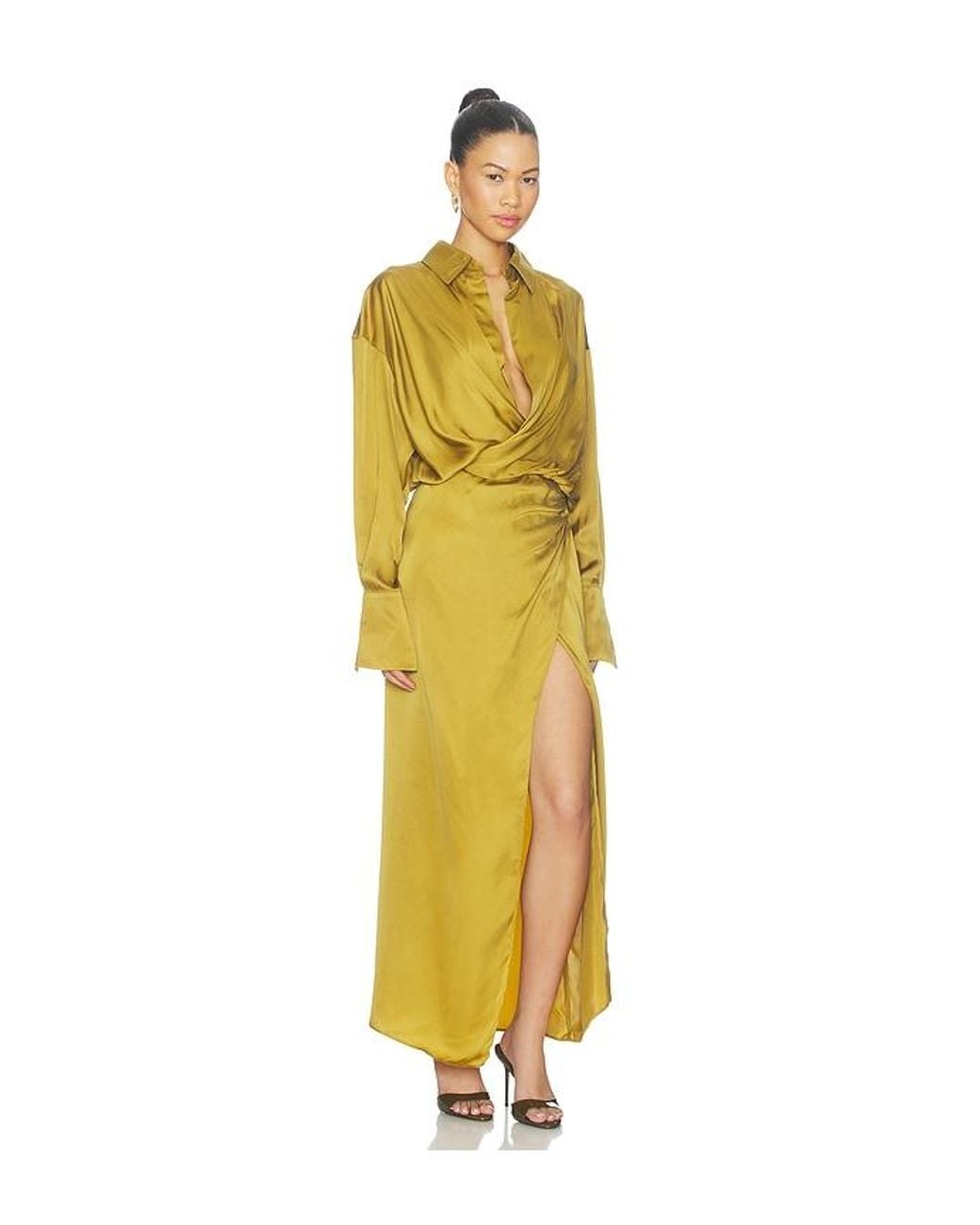 ANDAMANE Yellow Paloma Shirt Maxi Dress