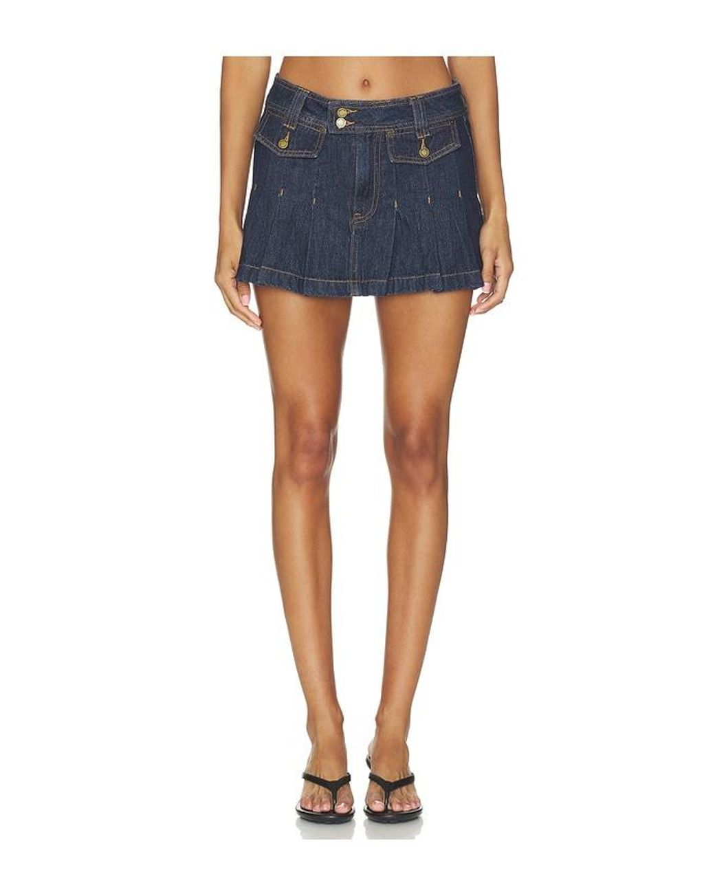 Blank NYC Blue Denim Pleated Skirt
