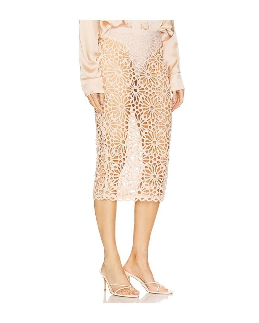 Norma Kamali Natural Straight Midi Skirt