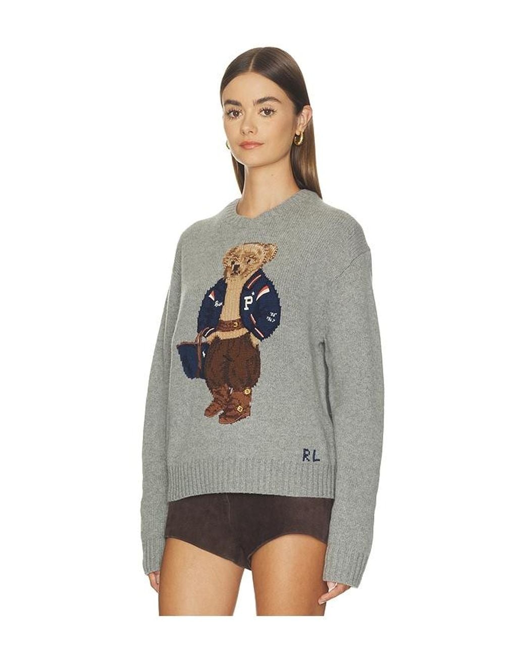 Polo Ralph Lauren Multicolor Wool Bear Long Sleeve Crew Neck Sweater