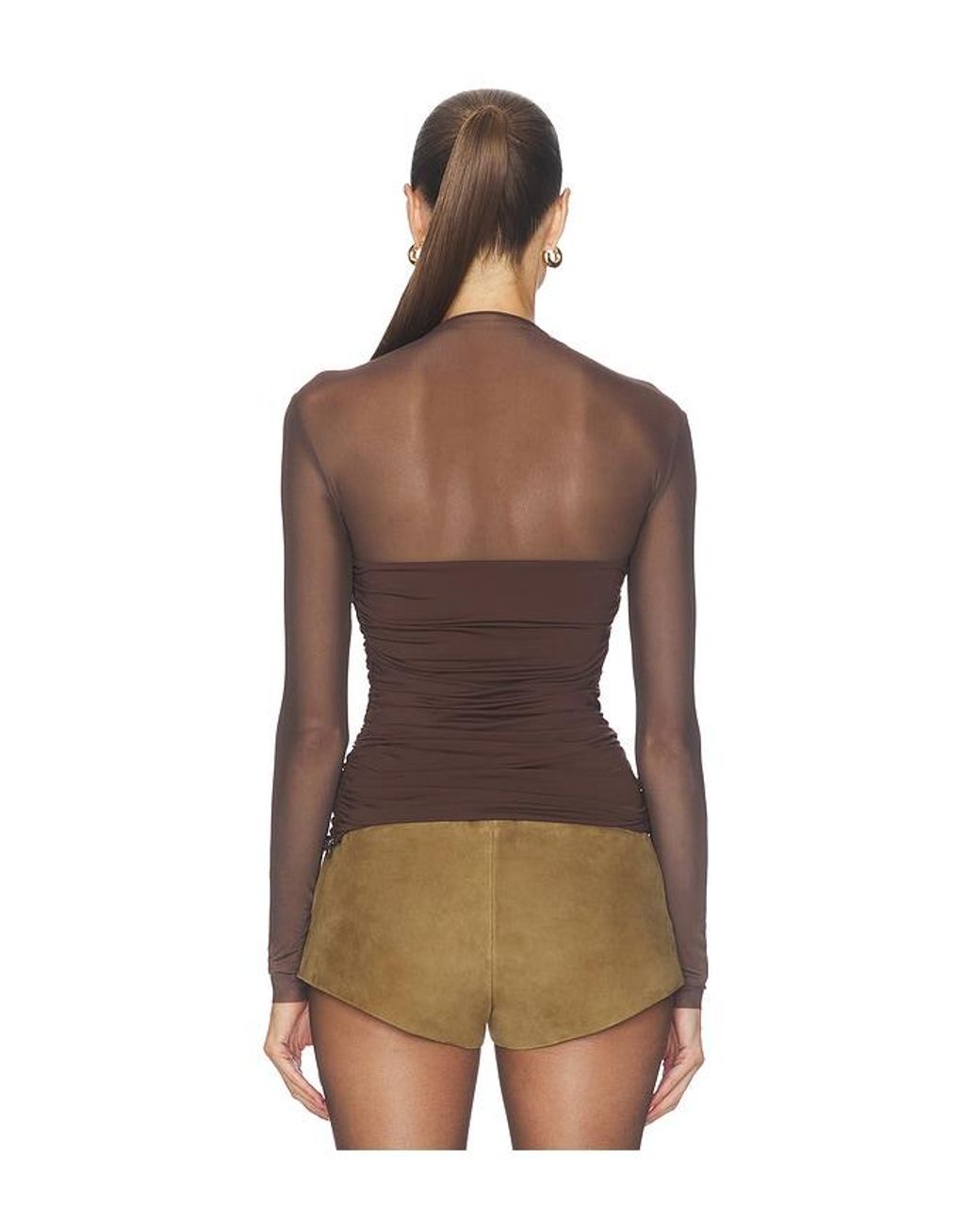 SER.O.YA Brown Leigh Mesh Top