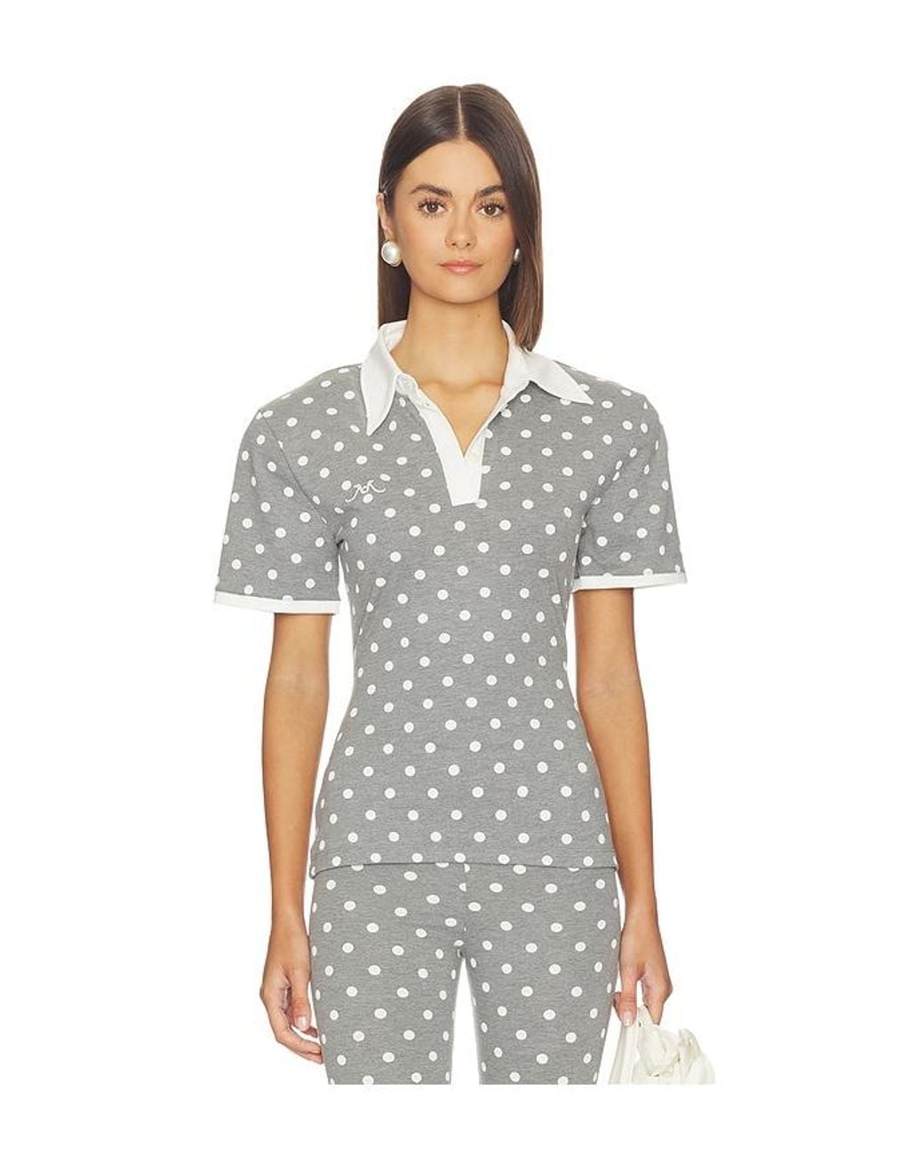 ROWEN ROSE White Polka Dots Signature Polo