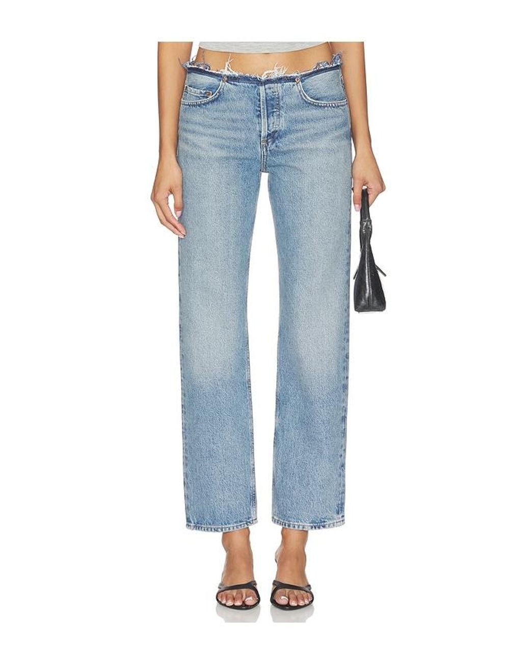 Agolde Blue Fray Slim Crop