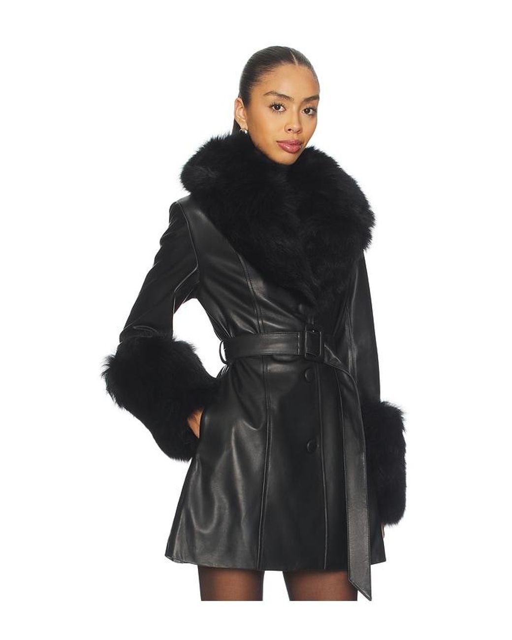 Susanna Chow Black Roxy Leather Coat
