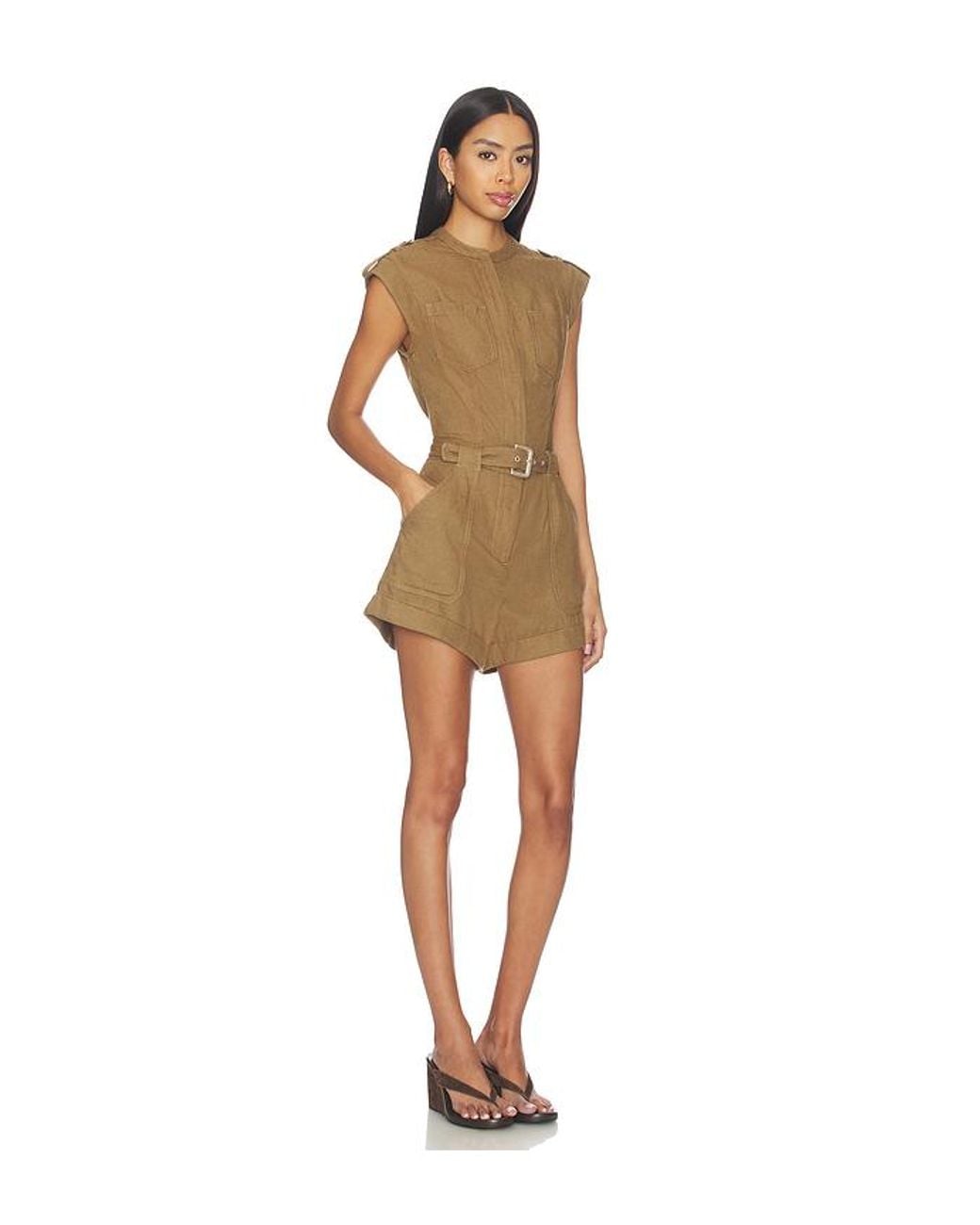 Jonathan Simkhai Natural Tinka Belted Romper
