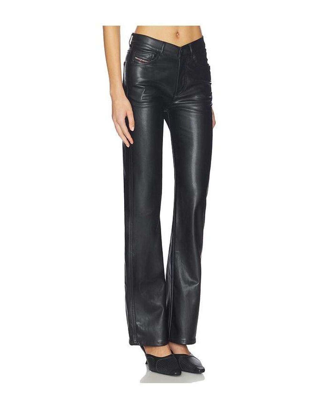 DIESEL Black Plain Leather Pant
