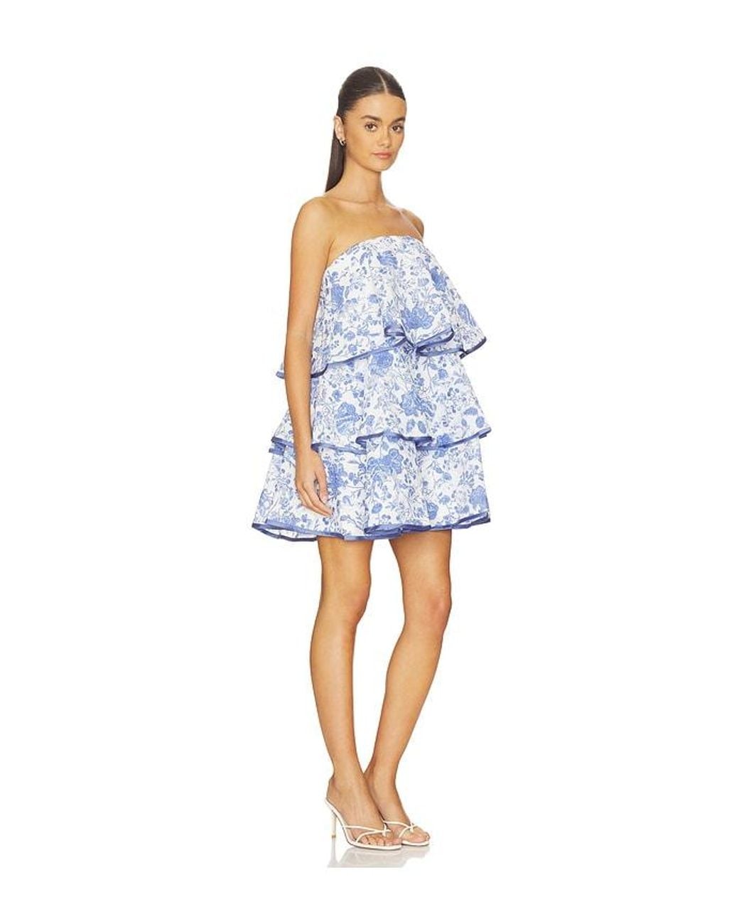 Elliatt Blue Elin Strapless Frilled Mini Dress