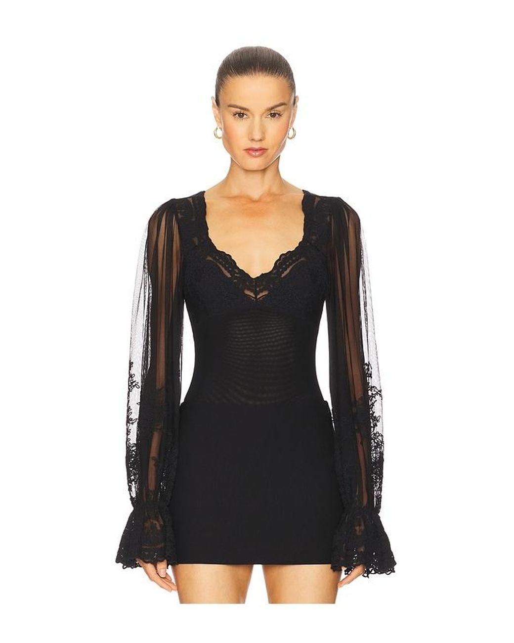 Bardot Black Bruna Lace Detail Bodysuit