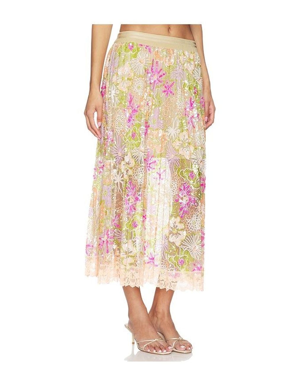 Le Superbe Multicolor Flori Culture Pleated Skirt