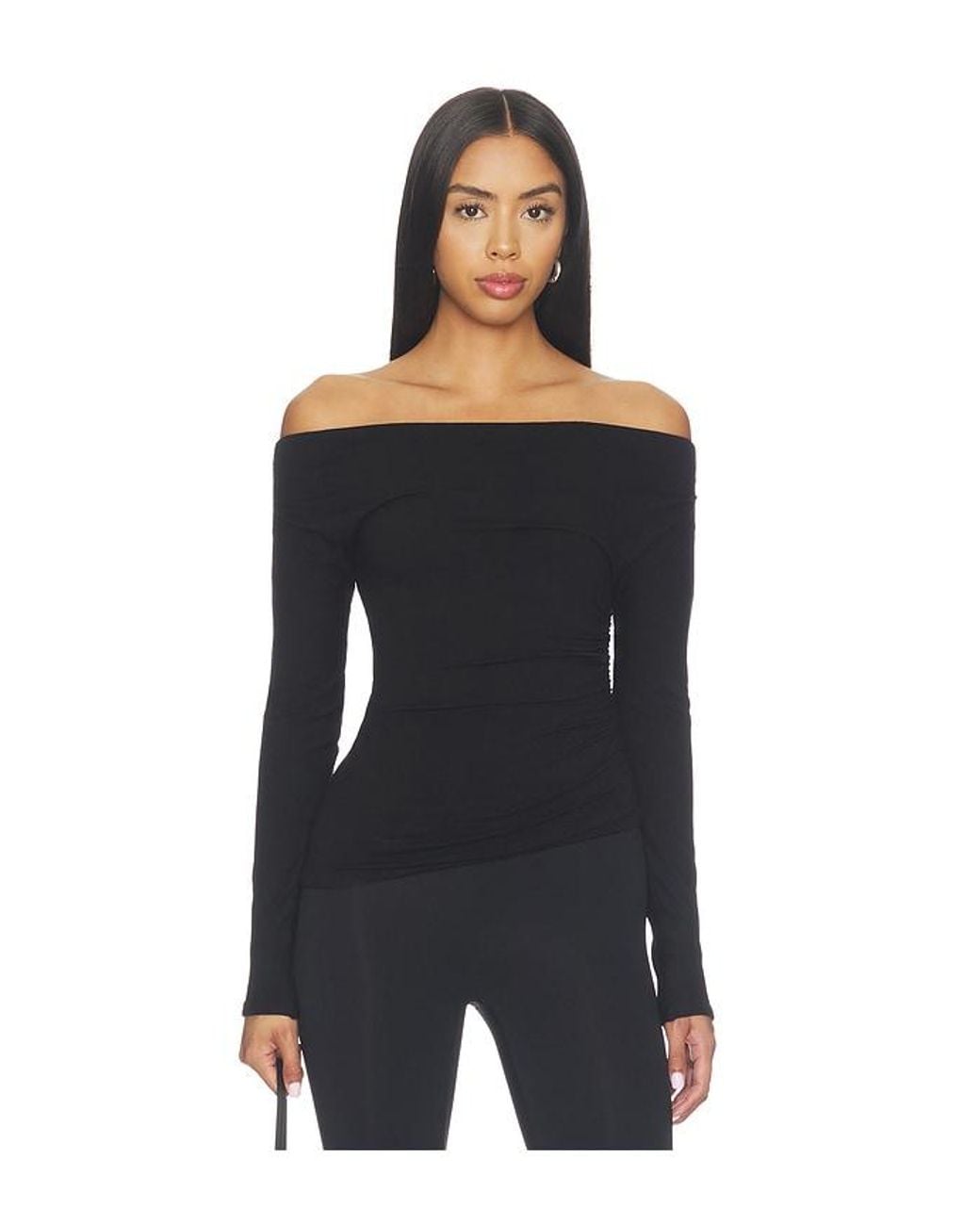 Naked Wardrobe Black Nw Off-Shoulder Asymmetric Top