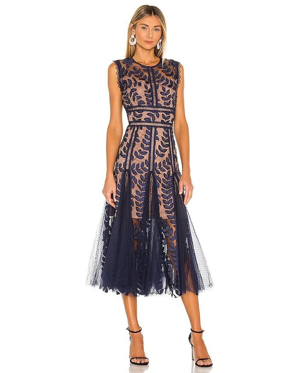Bronx and Banco Saba Embroidered Mesh Midi dress in Blue Lyst UK