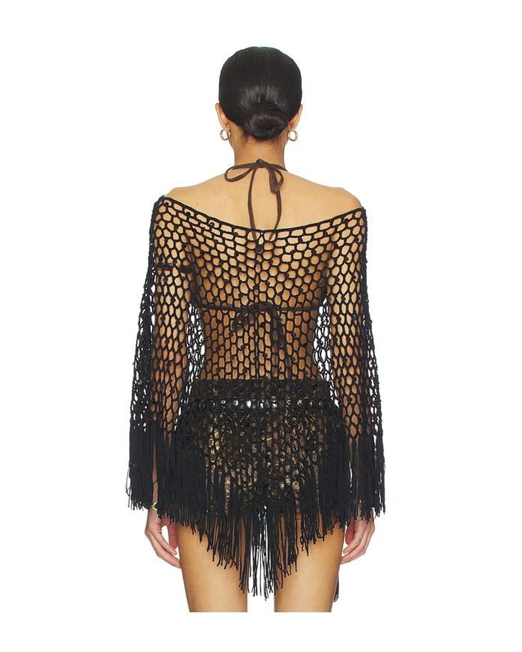 MORE TO COME Black Loren Knit Poncho