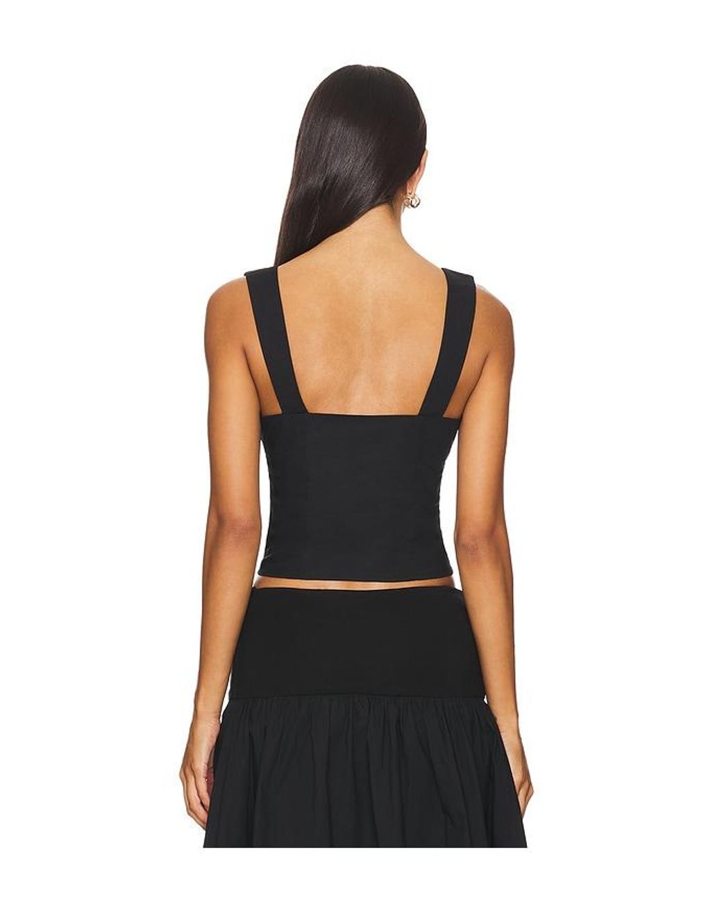 Tularosa Black Button-Front Poplin Blouse