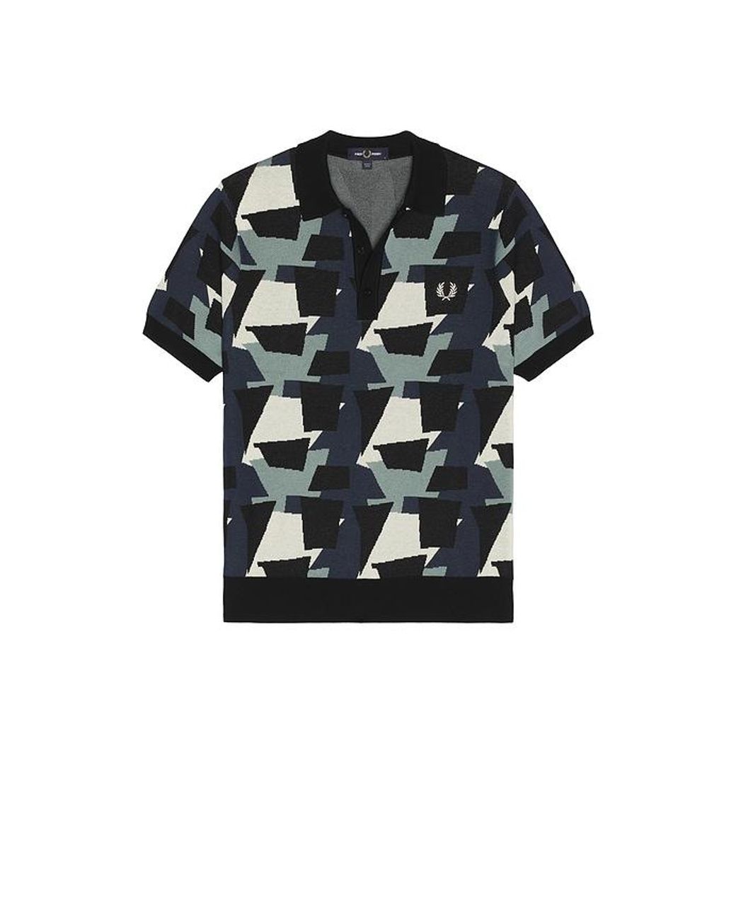 Fred Perry Black Fragment Jacquard Knit Polo Shirt for men