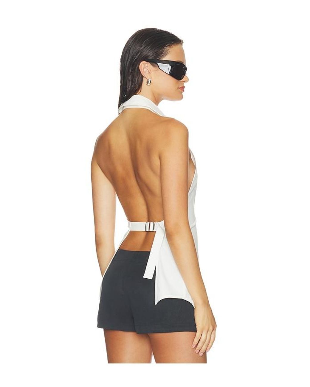 HAELO White Cinch Halter Shirt