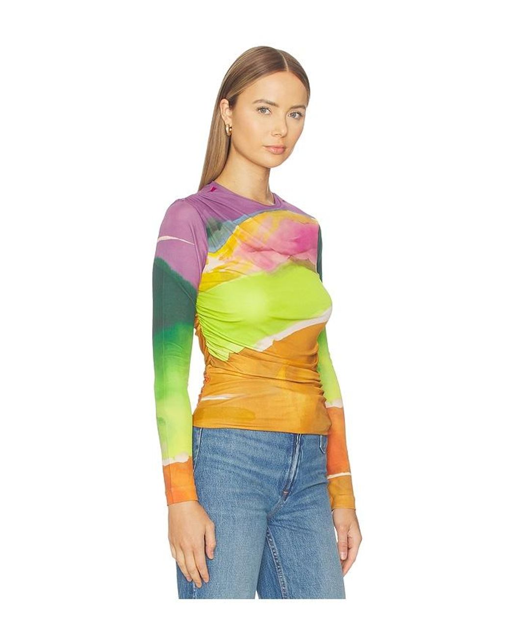 Ulla Johnson Blue Paradis Ruched Jersey Top