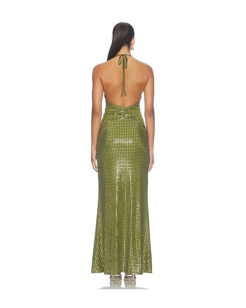 Runaway the Label Green Nara Deep V-Neck Maxi Dress