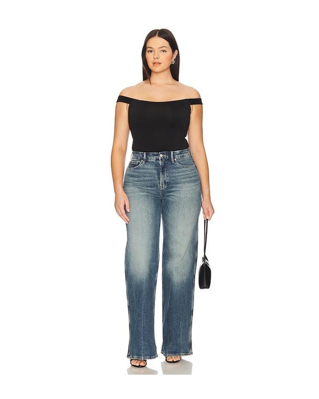 GOOD AMERICAN Blue Good Skate Wide Jeans