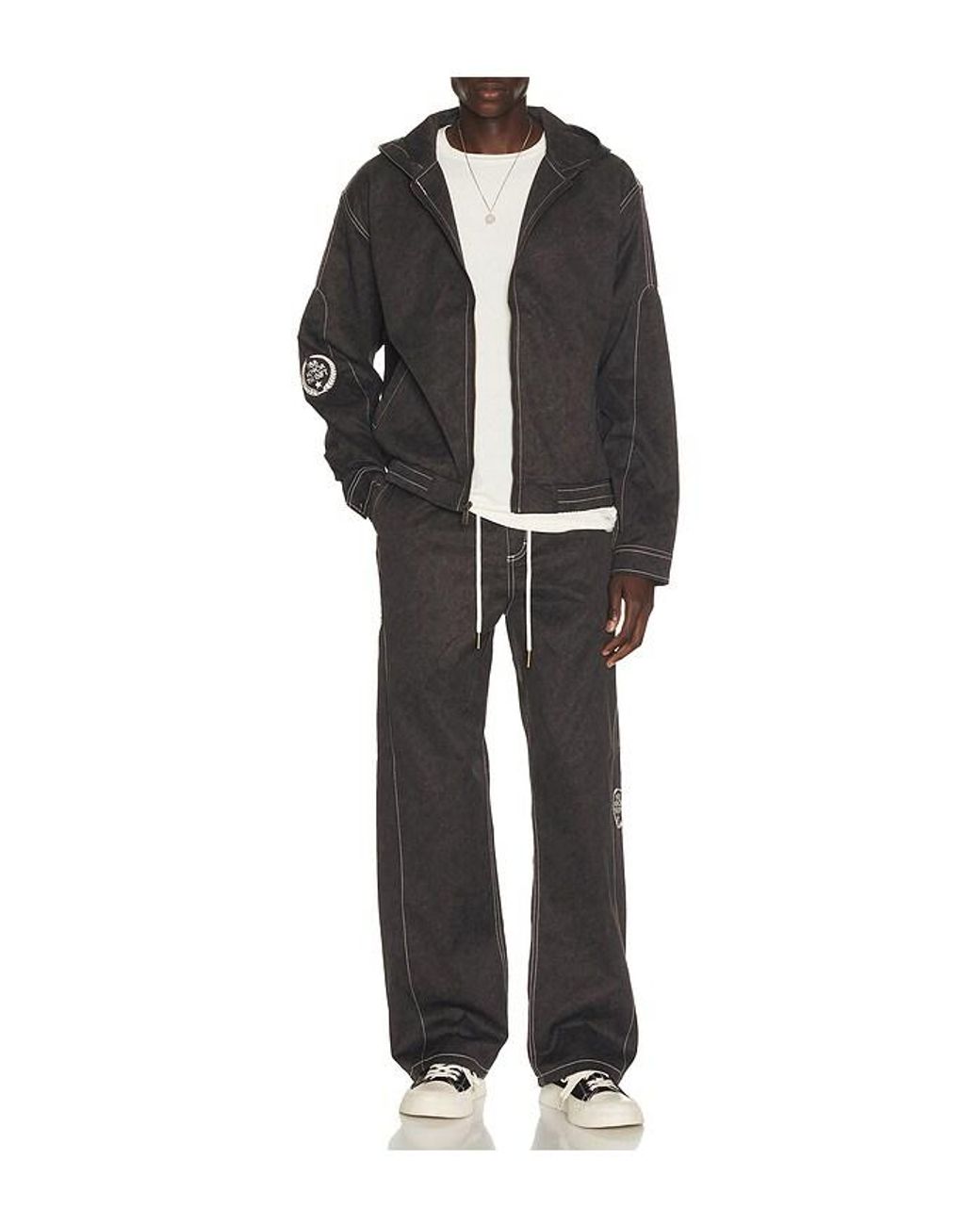 Honor The Gift Black Twill Embroidered Pant for men