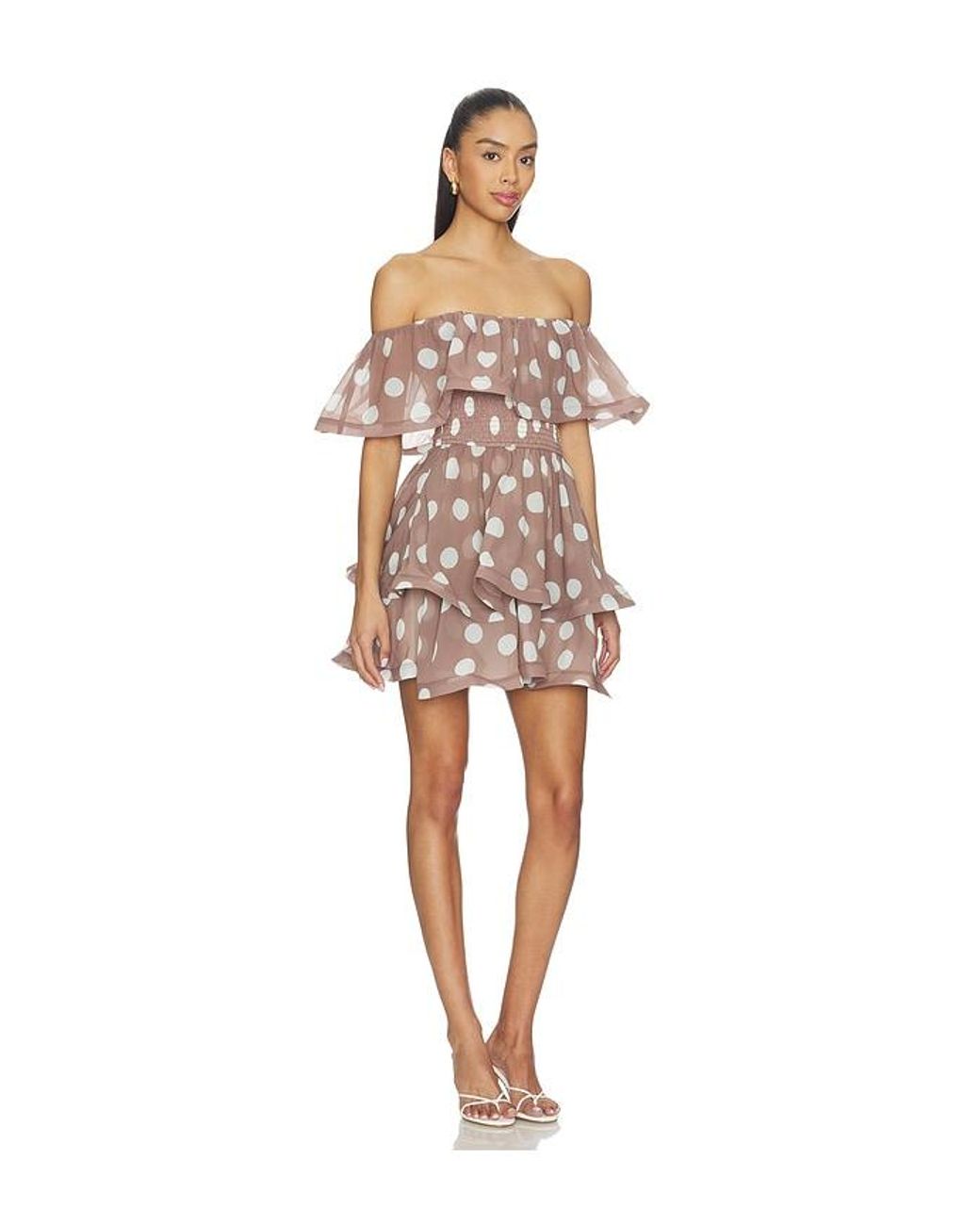 Elliatt Natural Sola Polka Dot Mini Dress