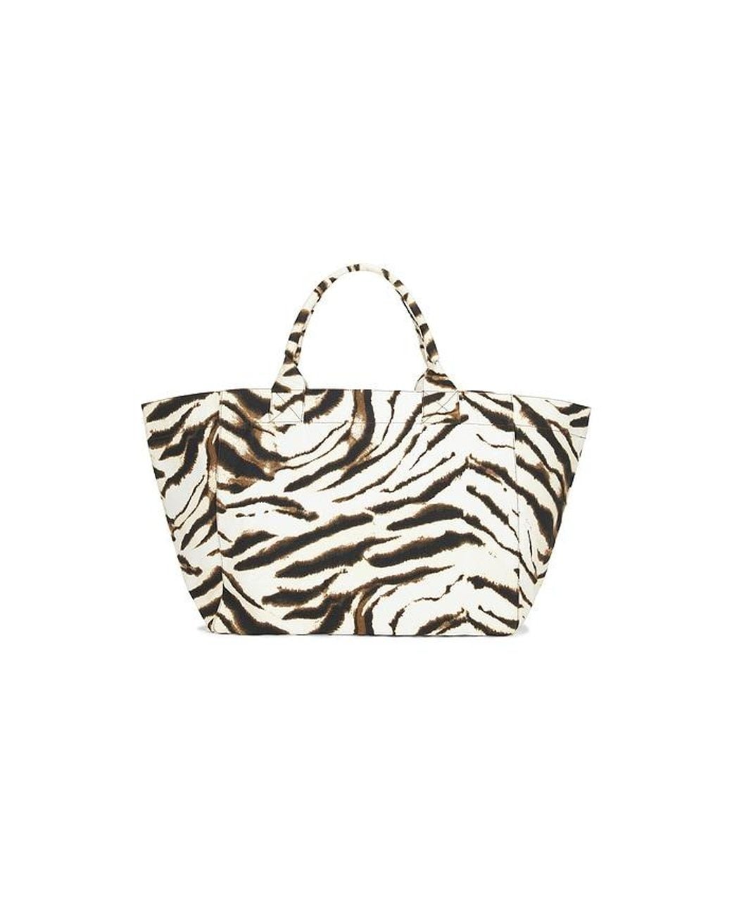 Ganni White Xxl Shopper Zebra Bag