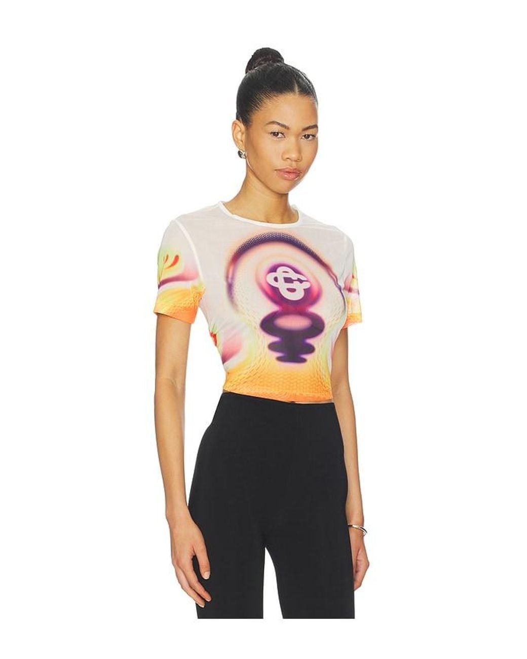 Casablanca Multicolor Printed Mesh Baby Tee