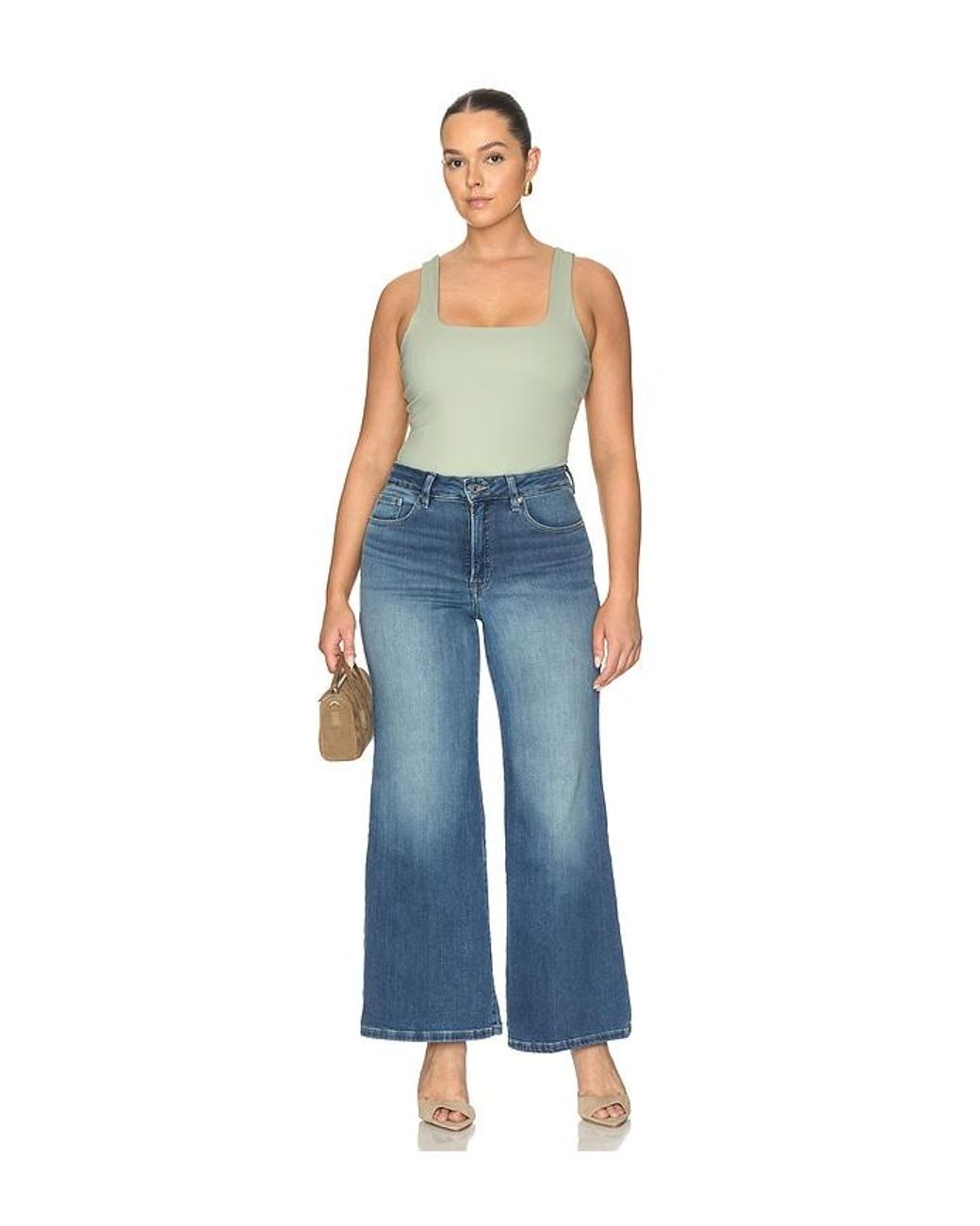 GOOD AMERICAN Blue Soft Tech High Palazzo Ankle Jeans